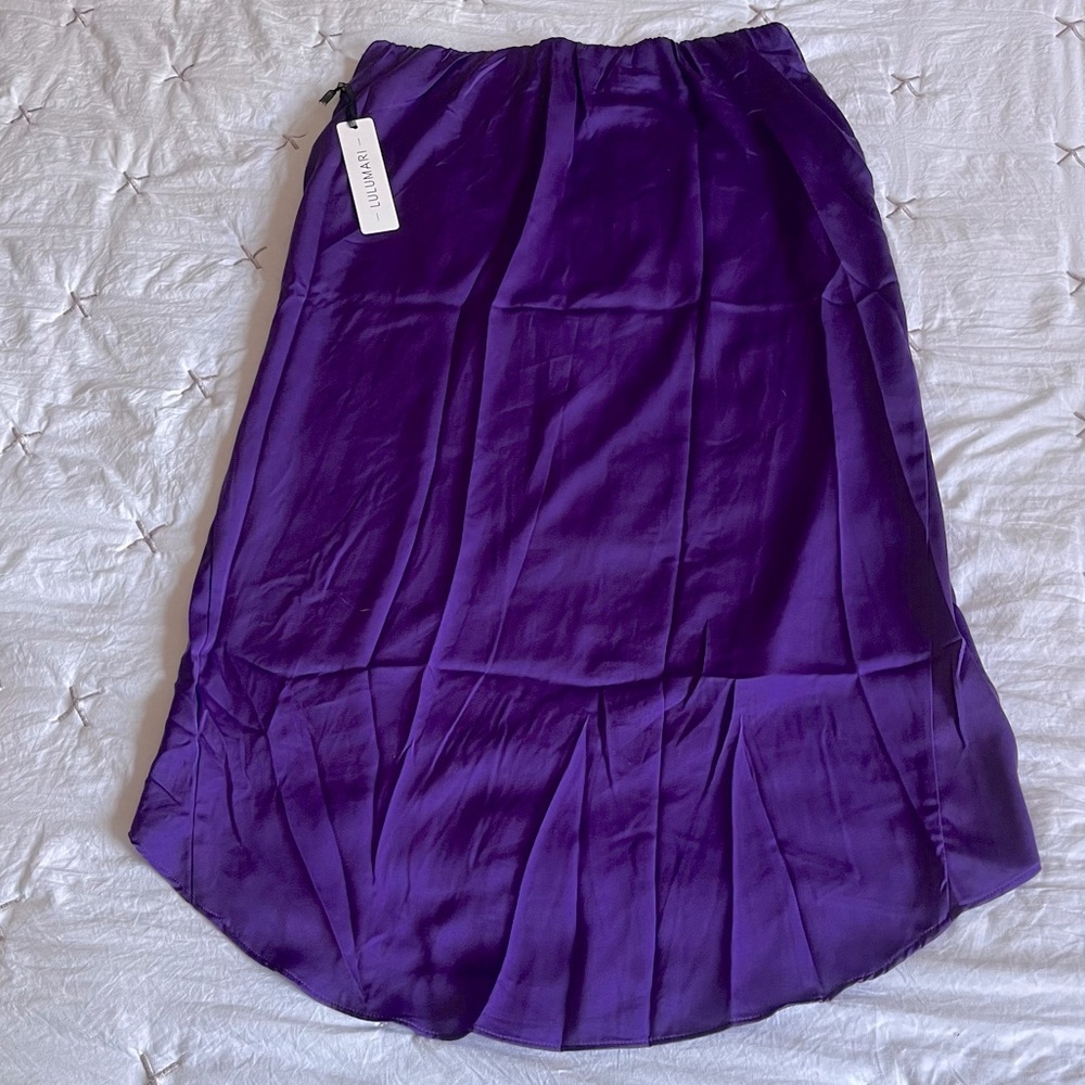Lulumari Scallop Front Wrap Skirt Women’s Size L Purple - Picture 3 of 15